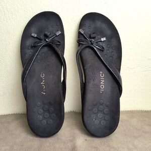 Vionic Bella 10 Black Thong Sandals Arch Support Orthaheel
